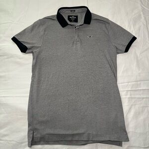 Hollister Gray and Black Polo Shirt Classic Design